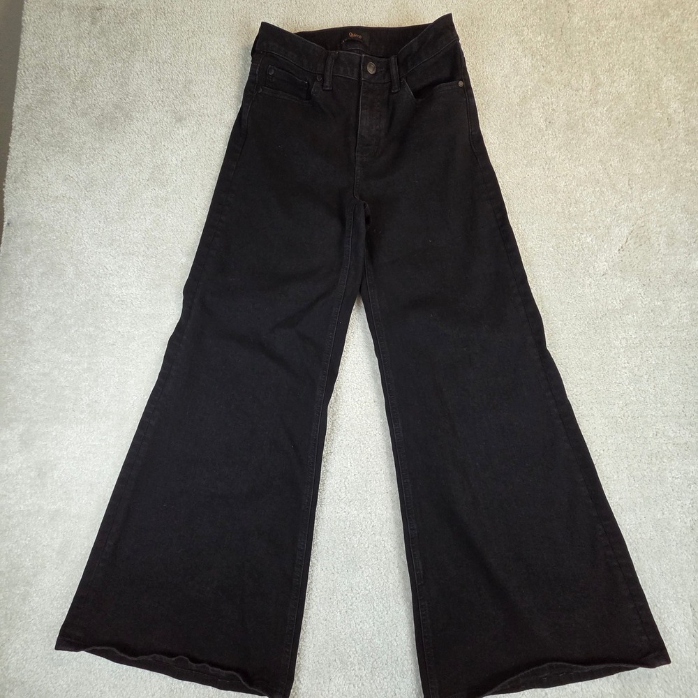 Quince‎ Bella Stretch Palazzo Jeans Black High Rise Wide Leg Size 26